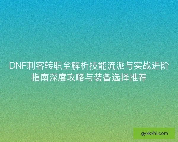 DNF刺客转职全解析技能流派与实战进阶指南深度攻略与装备选择推荐