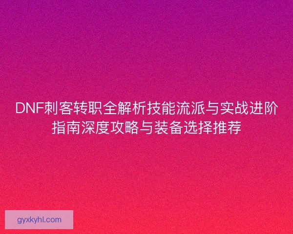 DNF刺客转职全解析技能流派与实战进阶指南深度攻略与装备选择推荐 DNF刺客转职全解析技能流派与实战进阶指南深度攻略与装备选择推荐